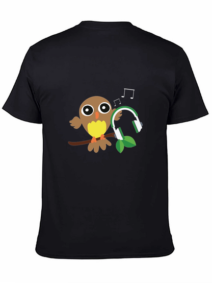 Owl with Headphones Graphic T-Shirt
