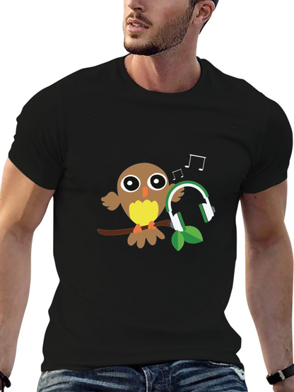 Owl with Headphones Graphic T-Shirt