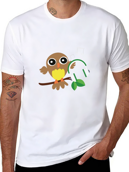Owl with Headphones Graphic T-Shirt