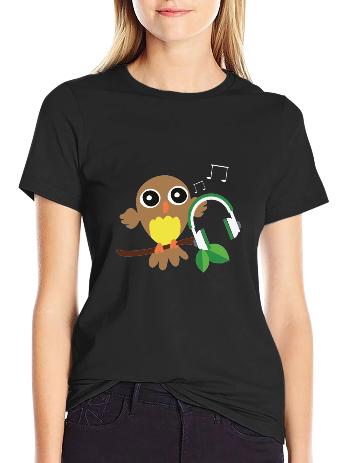 Owl with Headphones Graphic T-Shirt