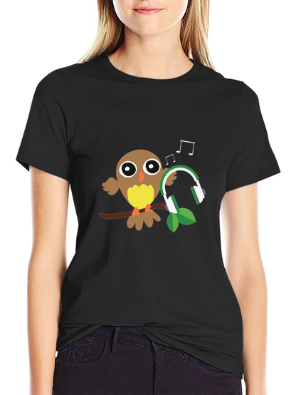 Owl with Headphones Graphic T-Shirt