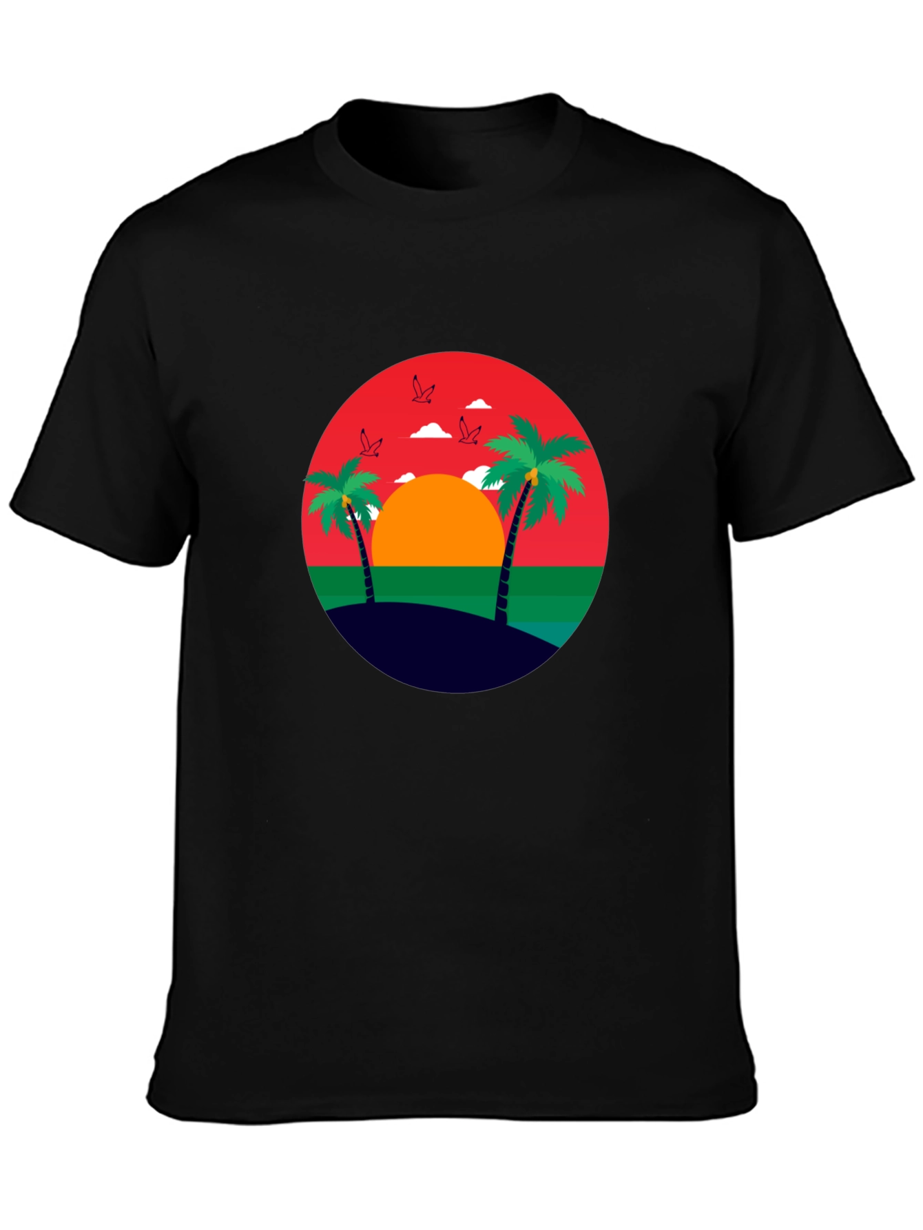 Tropical Sunset Palm Tree Graphic Tee
