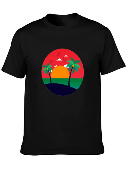 Tropical Sunset Palm Tree Graphic Tee
