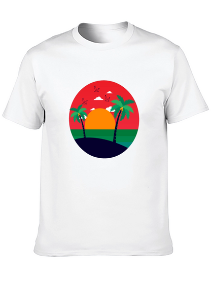 Tropical Sunset Palm Tree Graphic Tee