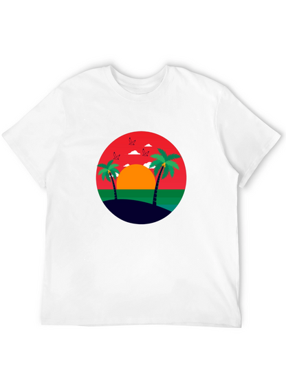 Tropical Sunset Palm Tree Graphic Tee