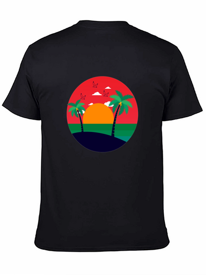 Tropical Sunset Palm Tree Graphic Tee