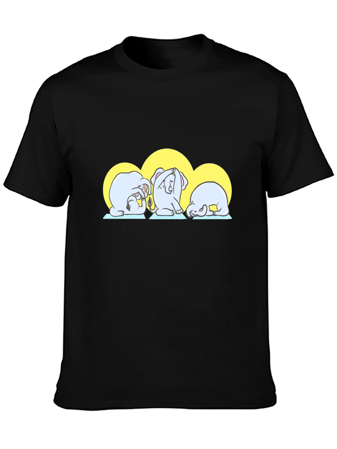 Yoga Elephants Graphic Tee - Cute Black T-Shirt