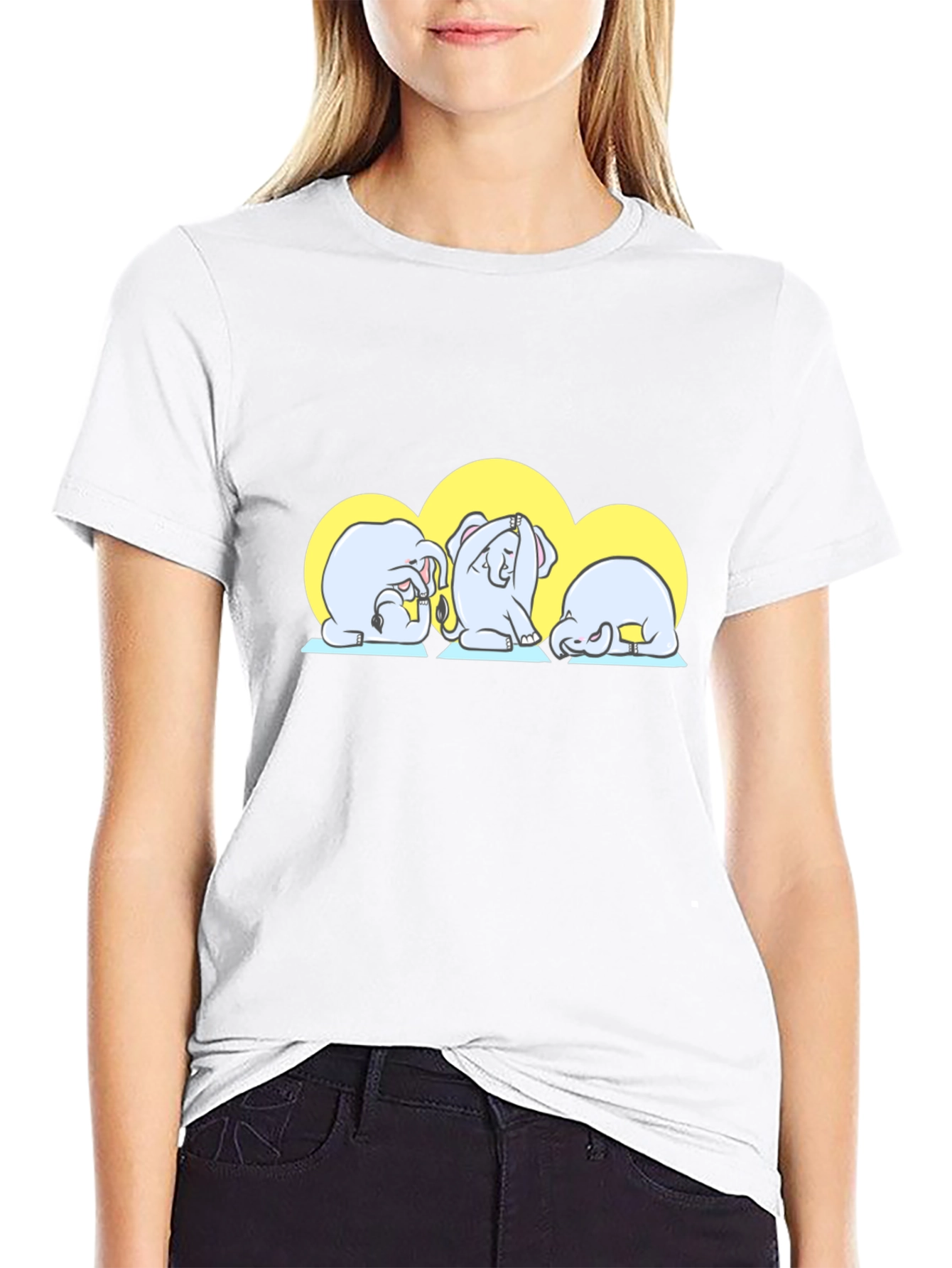 Yoga Elephants Graphic Tee - Cute Black T-Shirt