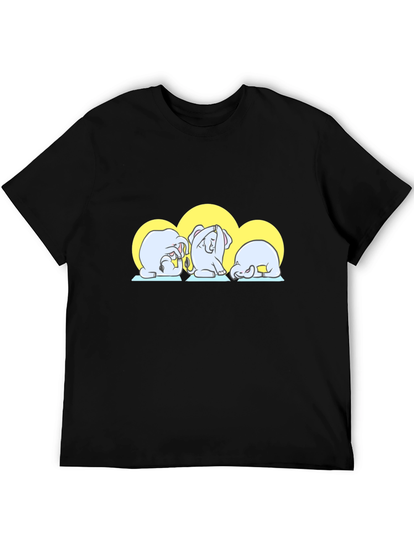 Yoga Elephants Graphic Tee - Cute Black T-Shirt
