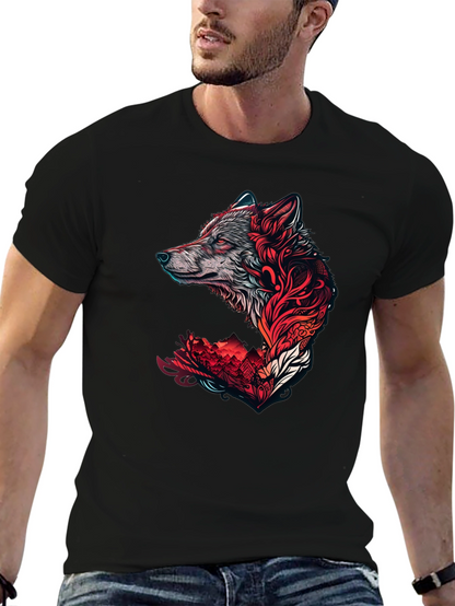 Wolf Graphic Print T-Shirt - Stylish Black Tee