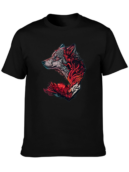 Wolf Graphic Print T-Shirt - Stylish Black Tee