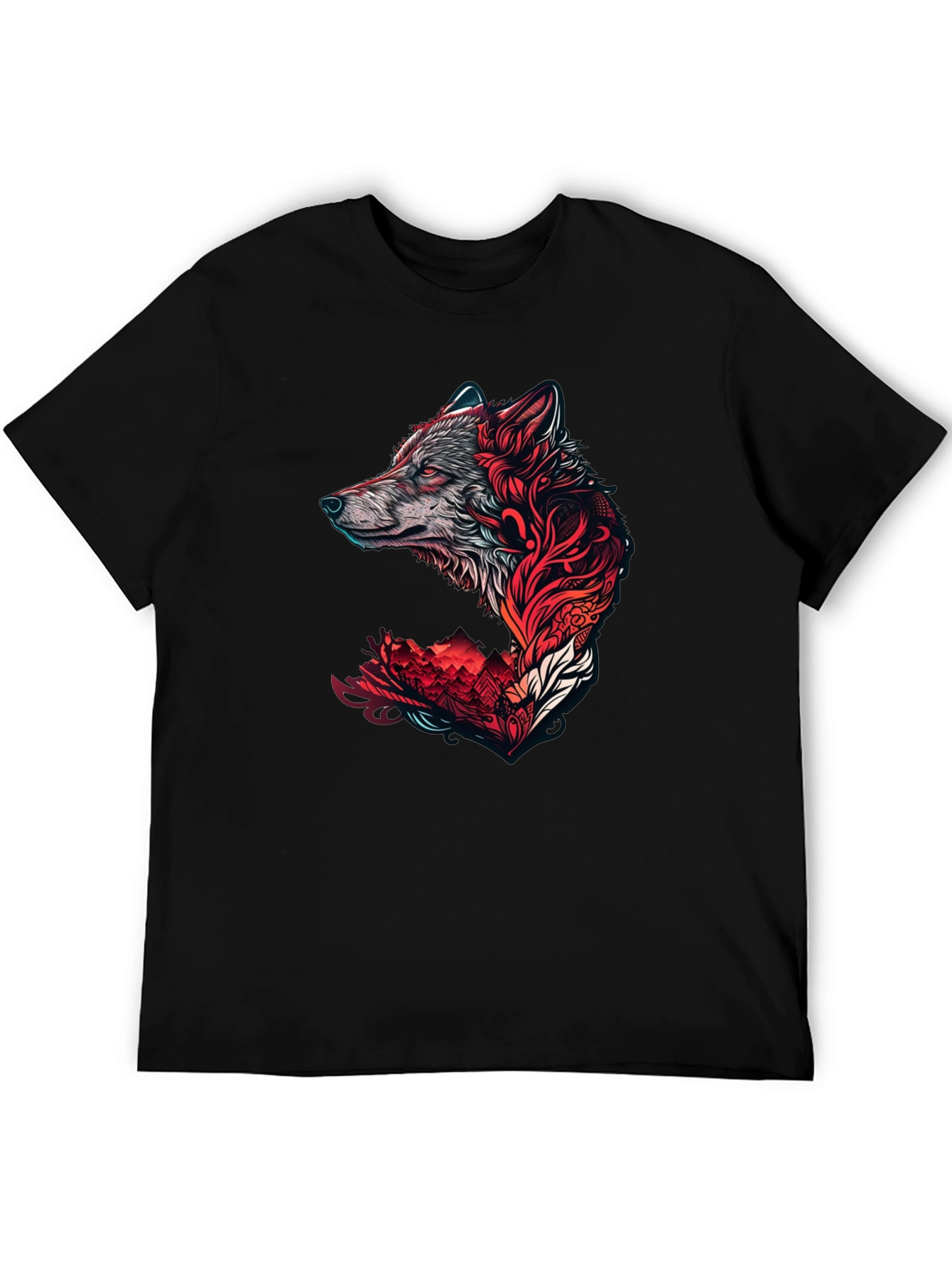 Wolf Graphic Print T-Shirt - Stylish Black Tee