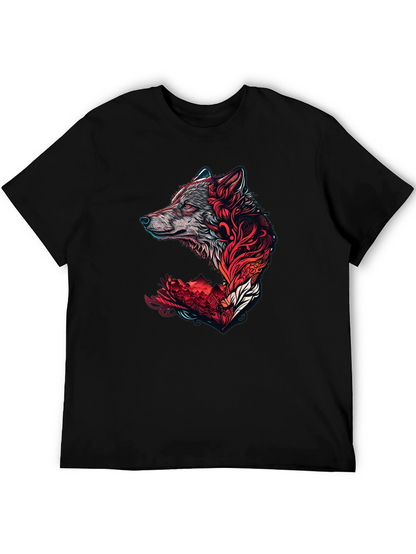 Wolf Graphic Print T-Shirt - Stylish Black Tee