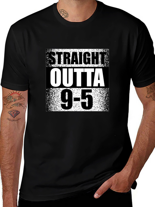 Straight Outta 9-5 Black Graphic Tee
