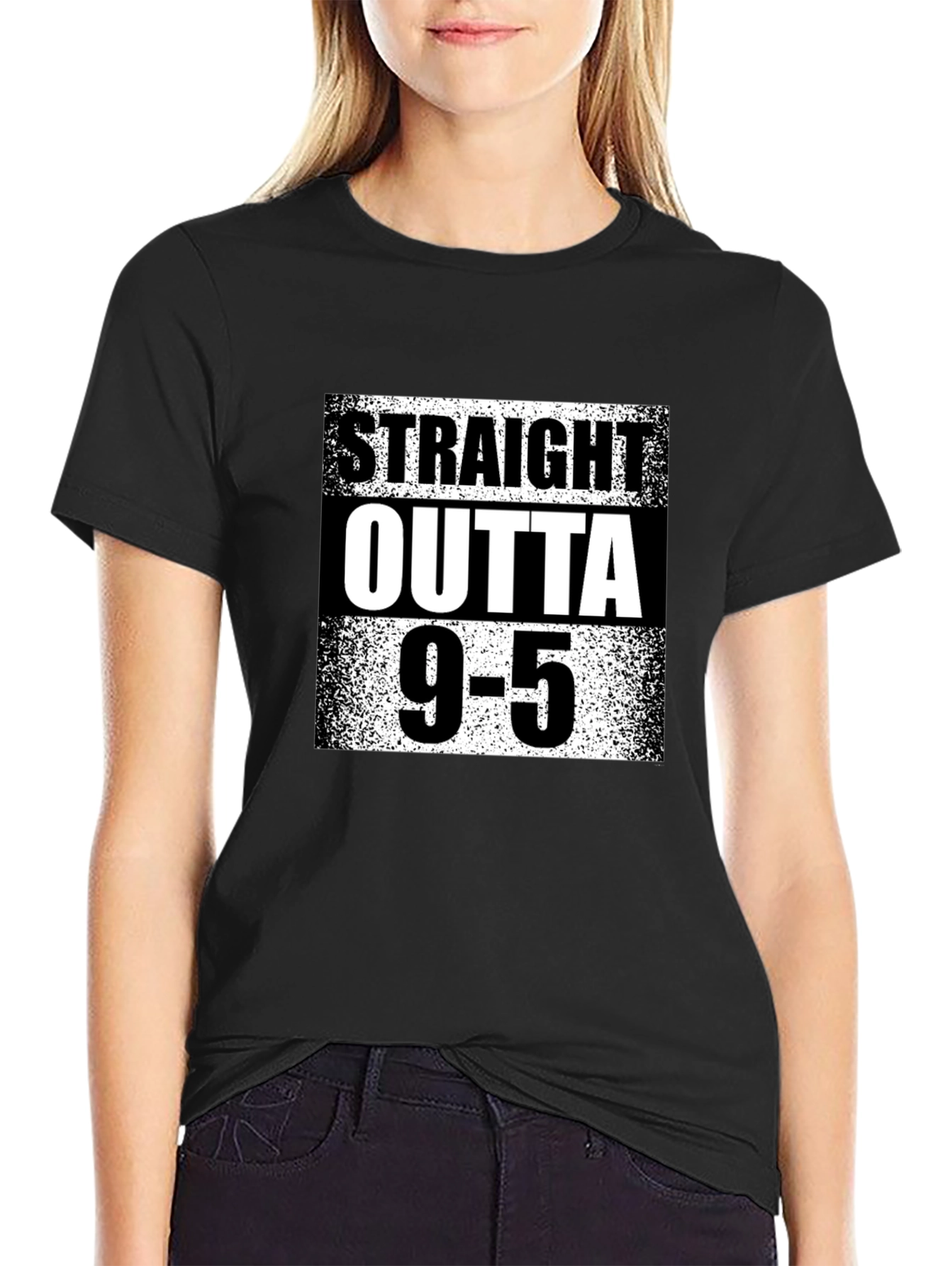 Straight Outta 9-5 Black Graphic Tee