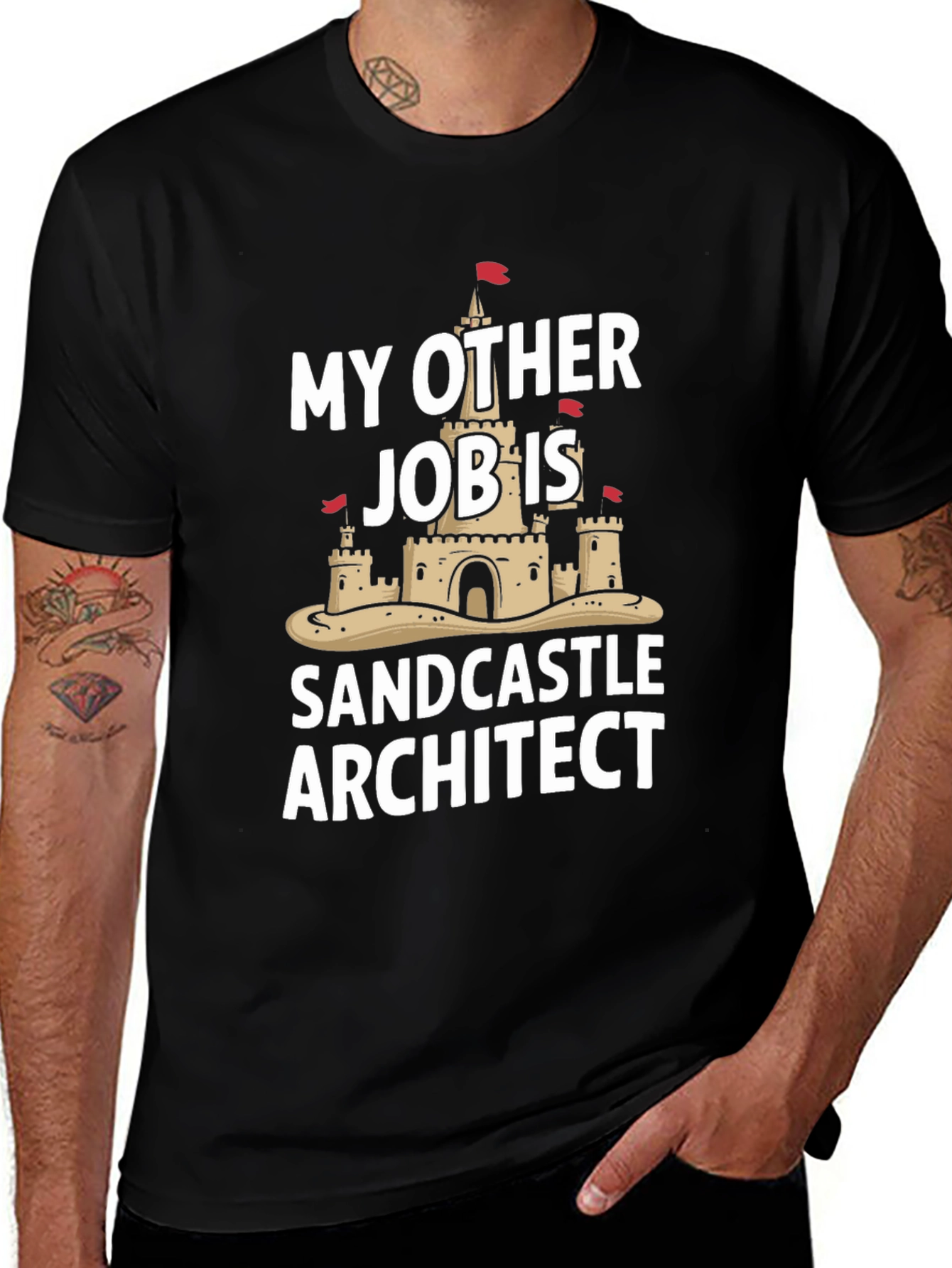 Funny Sandcastle Architect Black T-Shirt