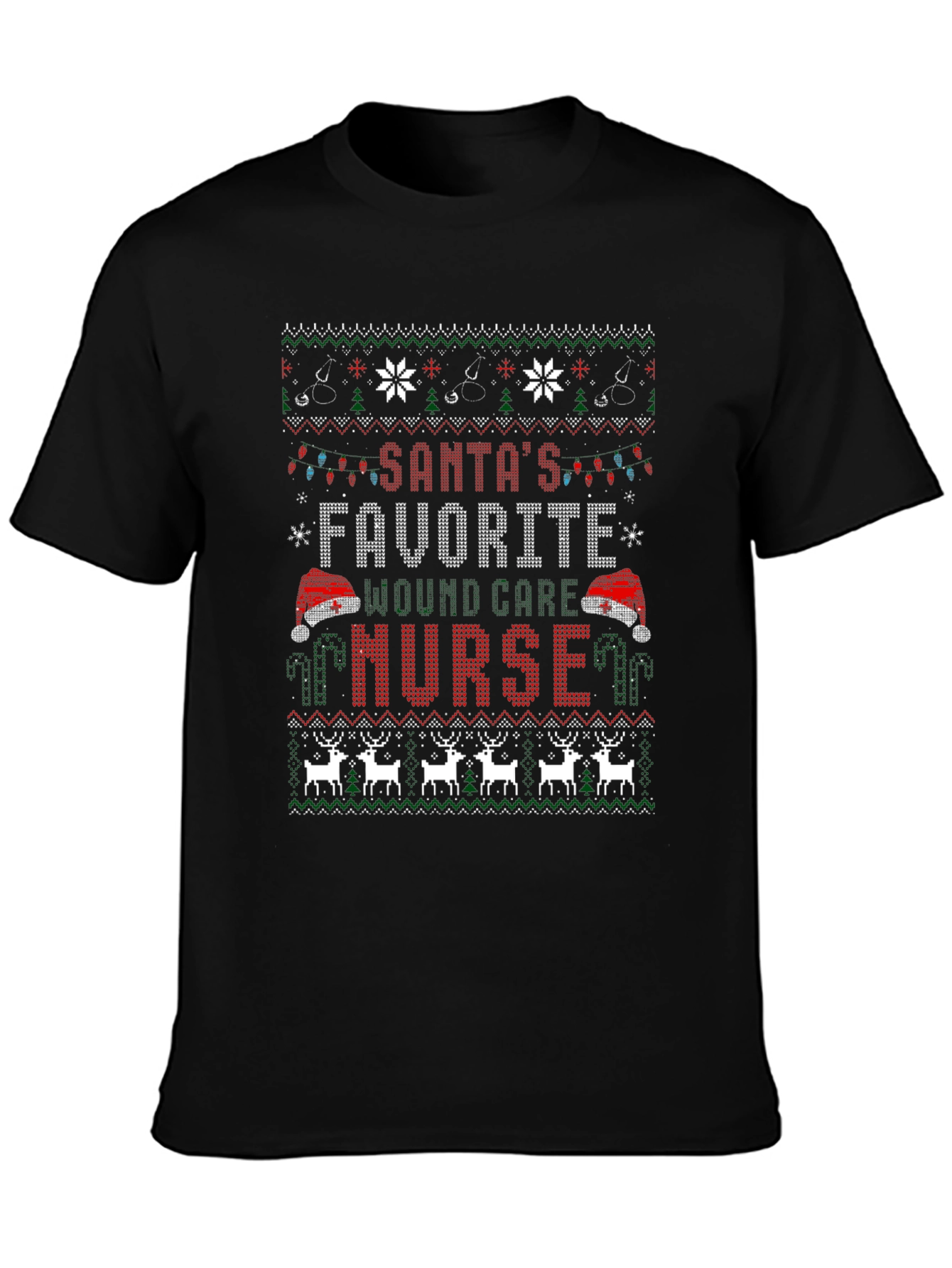 Santas Favorite Nurse Ugly Christmas Sweater T-Shirt