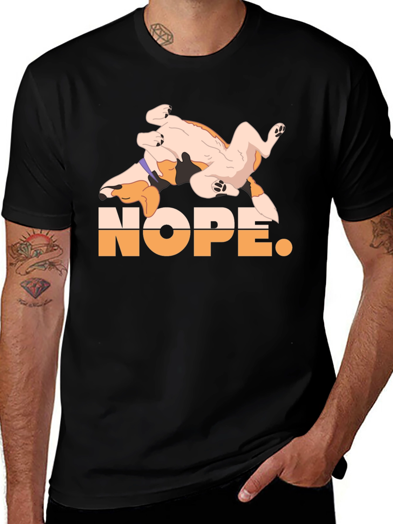 Nope. Dog Graphic Black T-Shirt