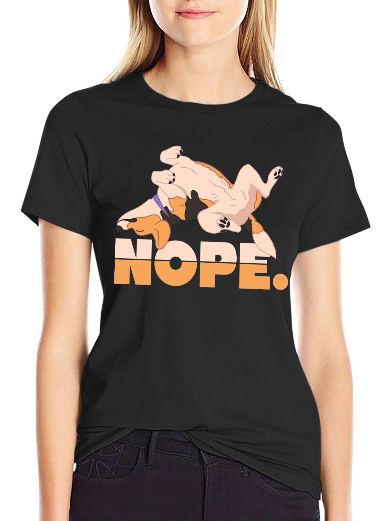 Nope. Dog Graphic Black T-Shirt
