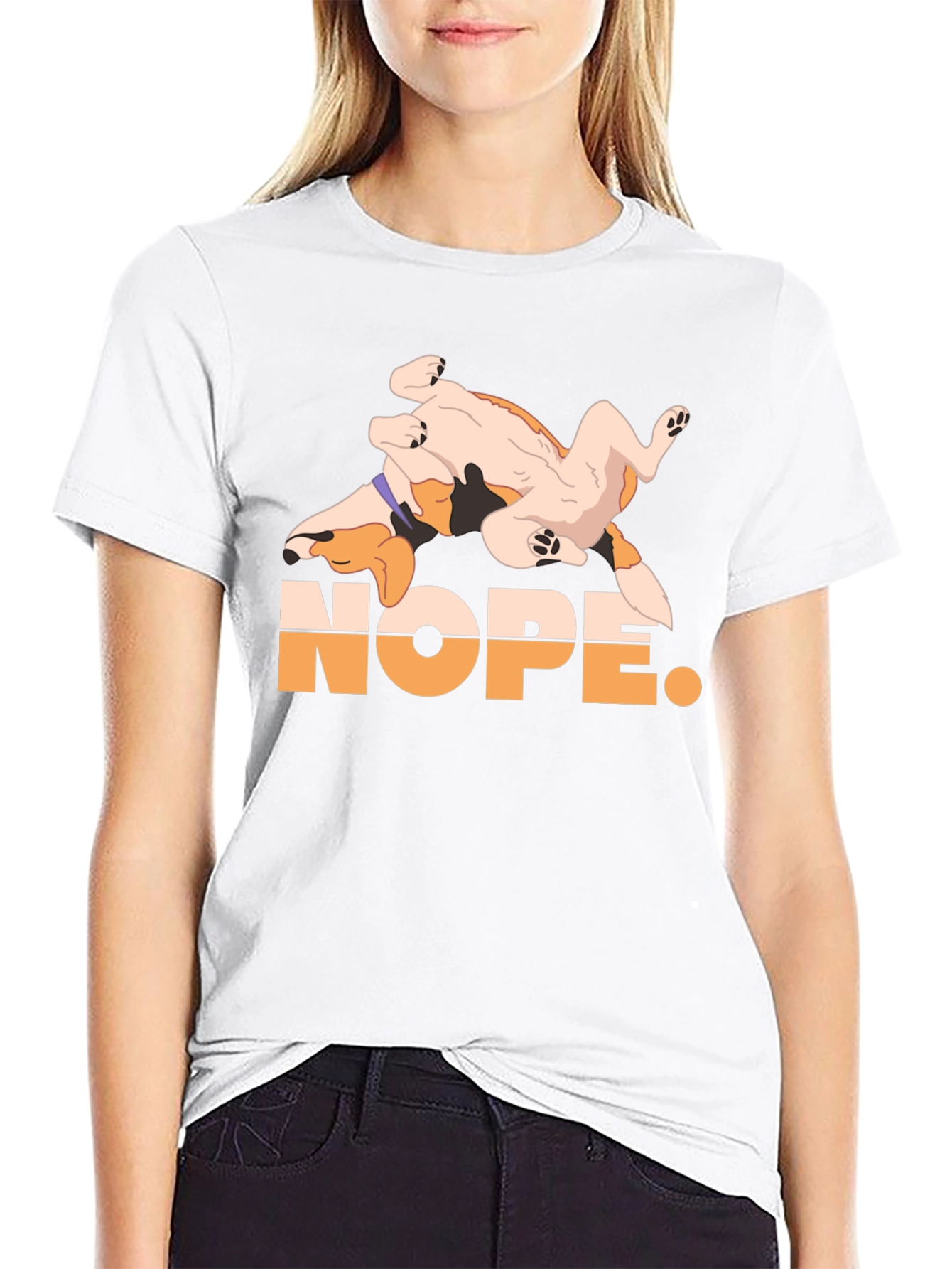 Nope. Dog Graphic Black T-Shirt