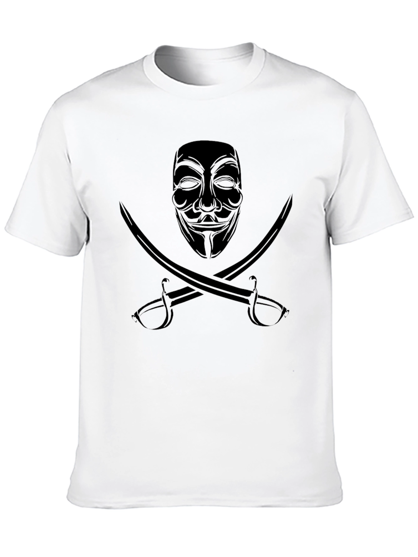 Anonymous Mask & Swords Graphic T-Shirt - Black