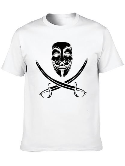Anonymous Mask & Swords Graphic T-Shirt - Black