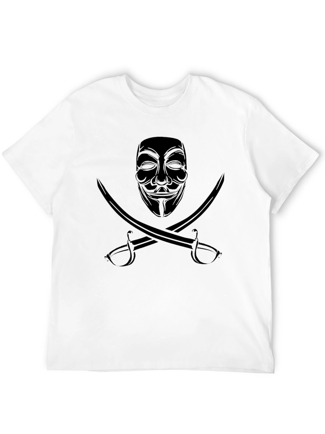 Anonymous Mask & Swords Graphic T-Shirt - Black
