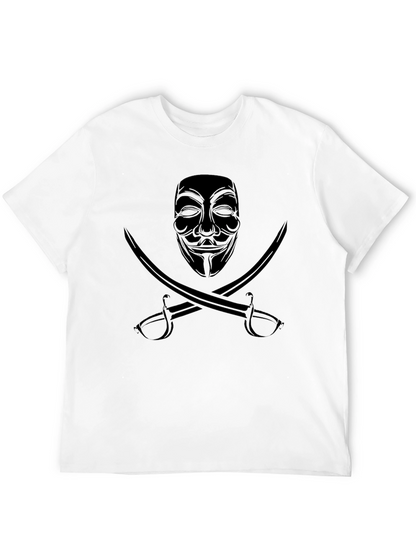 Anonymous Mask & Swords Graphic T-Shirt - Black