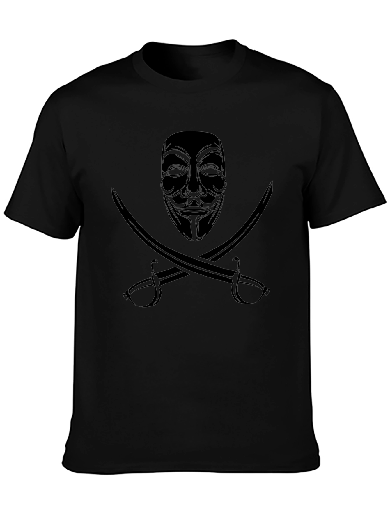 Anonymous Mask & Swords Graphic T-Shirt - Black