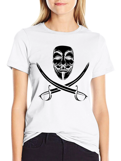 Anonymous Mask & Swords Graphic T-Shirt - Black