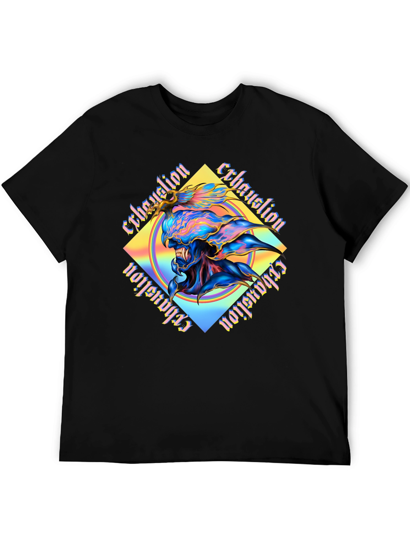 Exhaustion Graphic Print Black T-Shirt