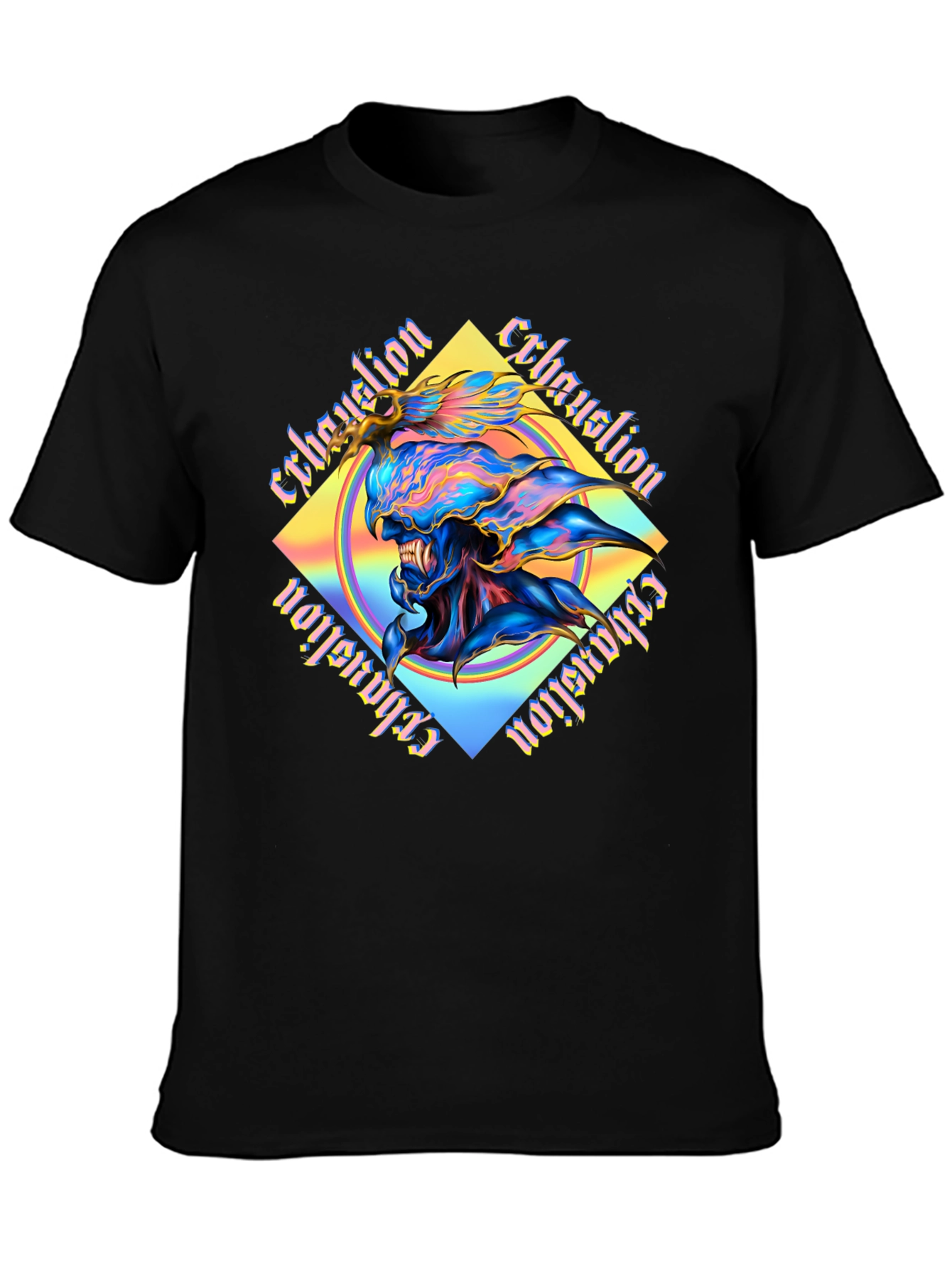 Exhaustion Graphic Print Black T-Shirt