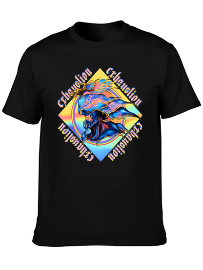Exhaustion Graphic Print Black T-Shirt