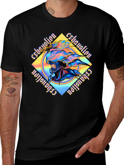 Exhaustion Graphic Print Black T-Shirt