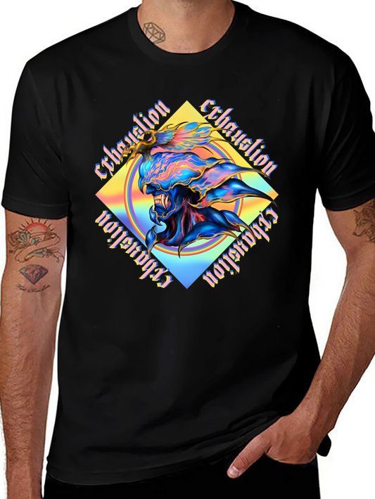 Exhaustion Graphic Print Black T-Shirt