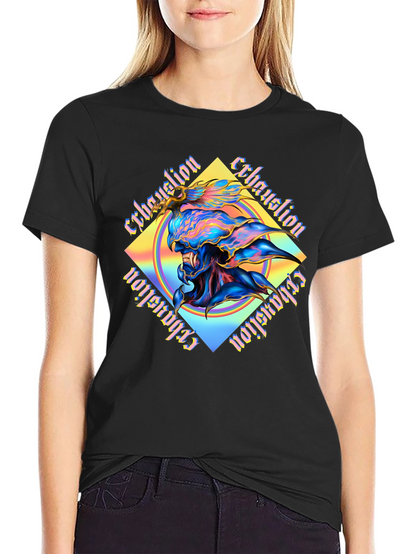 Exhaustion Graphic Print Black T-Shirt