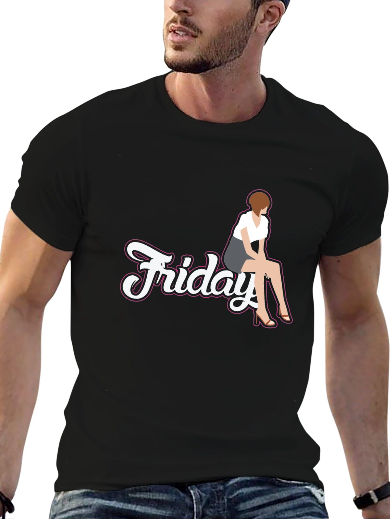 Friday Girl Graphic Tee - Casual Black T-Shirt