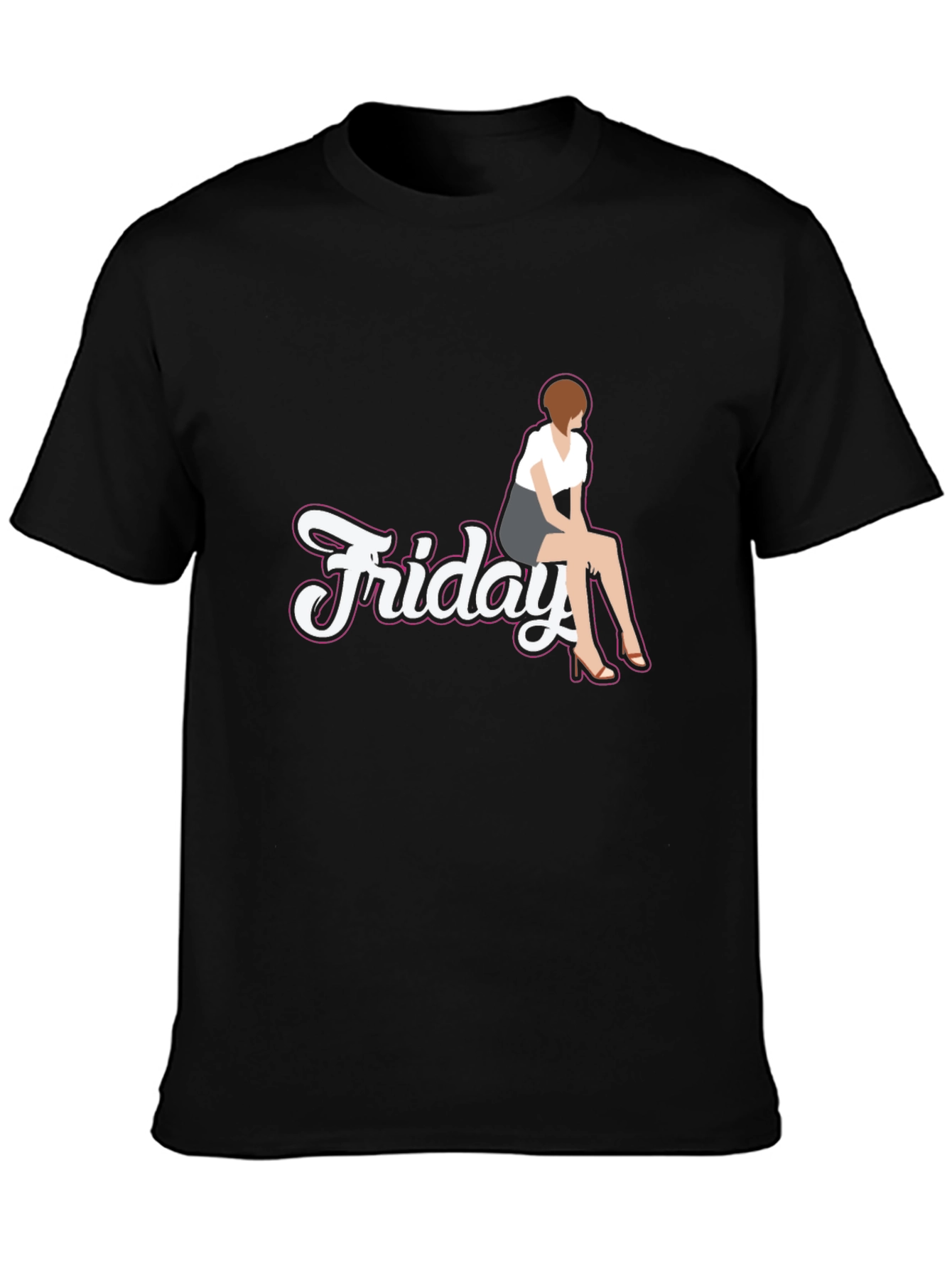 Friday Girl Graphic Tee - Casual Black T-Shirt