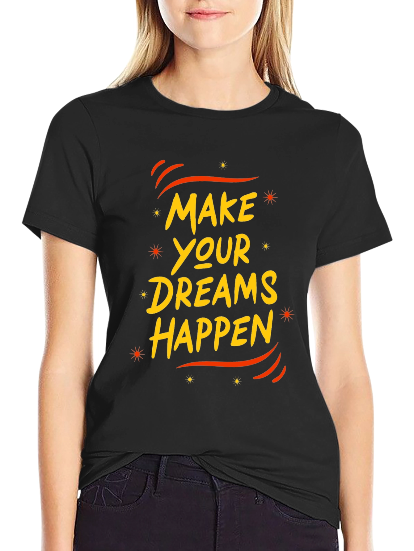 Make Your Dreams Happen Black Graphic Tee