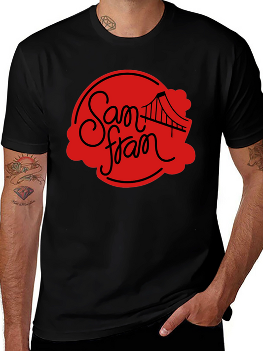 San Fran Bridge Graphic Tee - Black Crew Neck T-Shirt