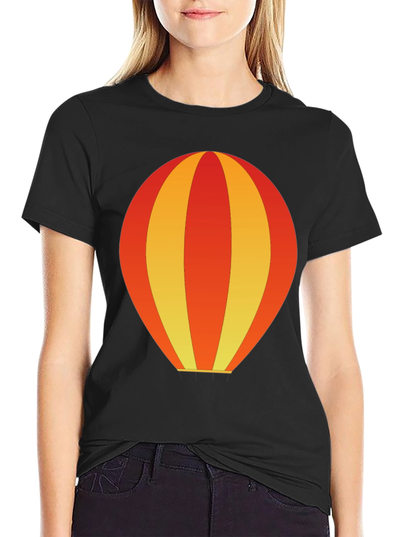 Balloon Graphic Tee - Black Cotton Casual Shirt
