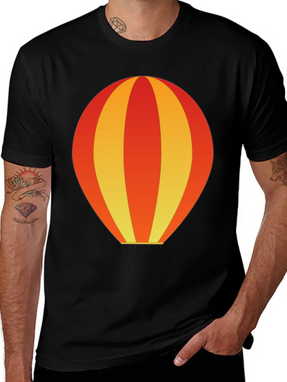 Balloon Graphic Tee - Black Cotton Casual Shirt