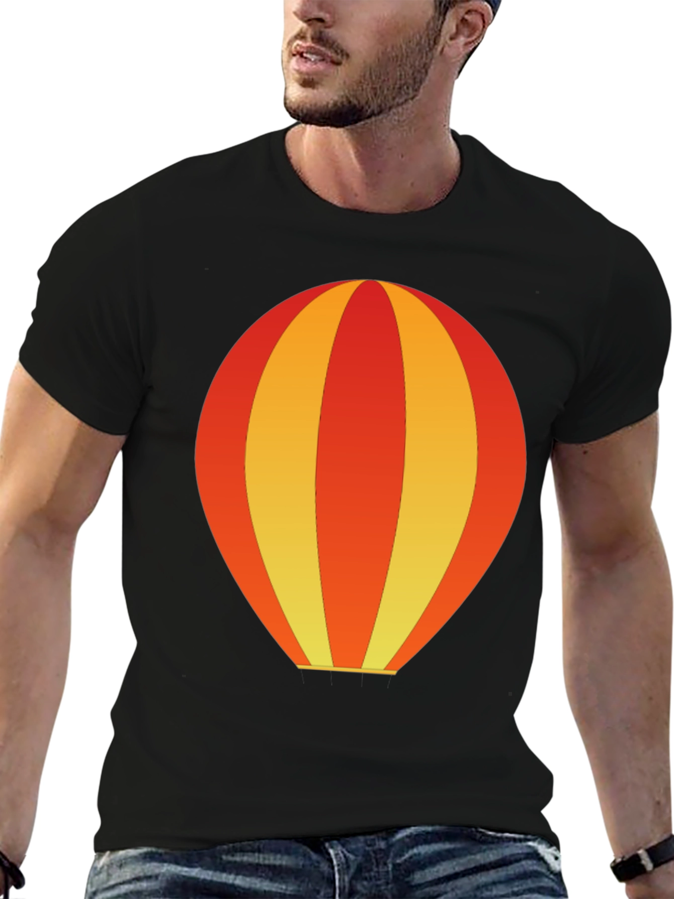Balloon Graphic Tee - Black Cotton Casual Shirt