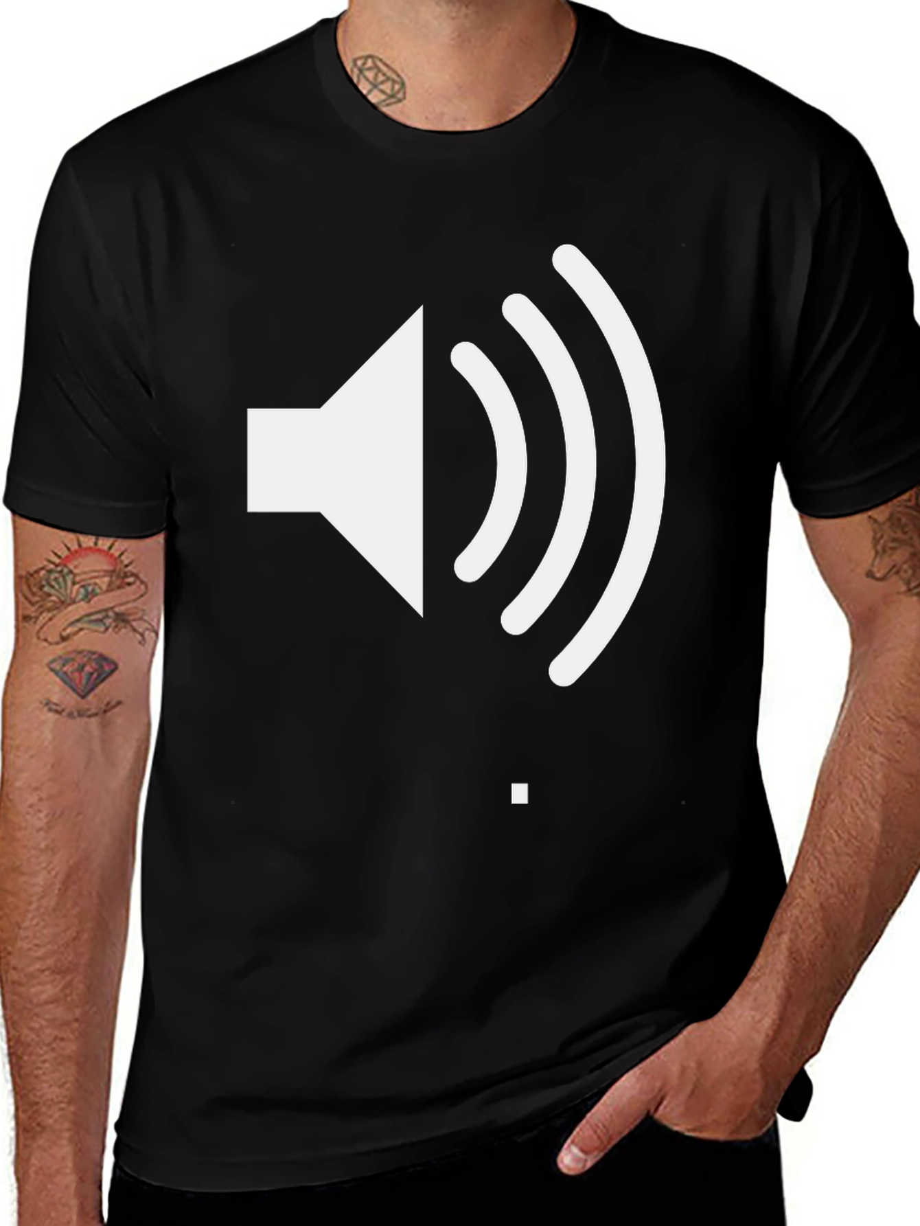 Sound Wave Graphic Tee - Black Casual T-Shirt