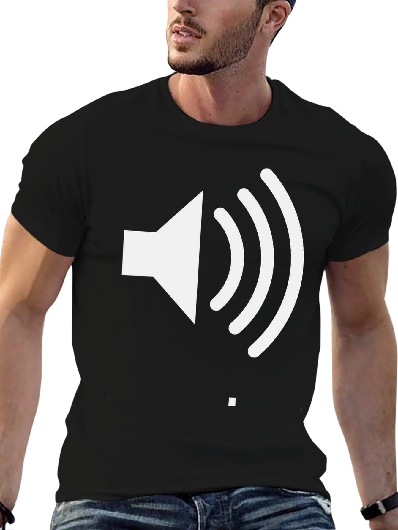 Sound Wave Graphic Tee - Black Casual T-Shirt