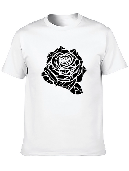 Geometric Rose Graphic T-Shirt - Black