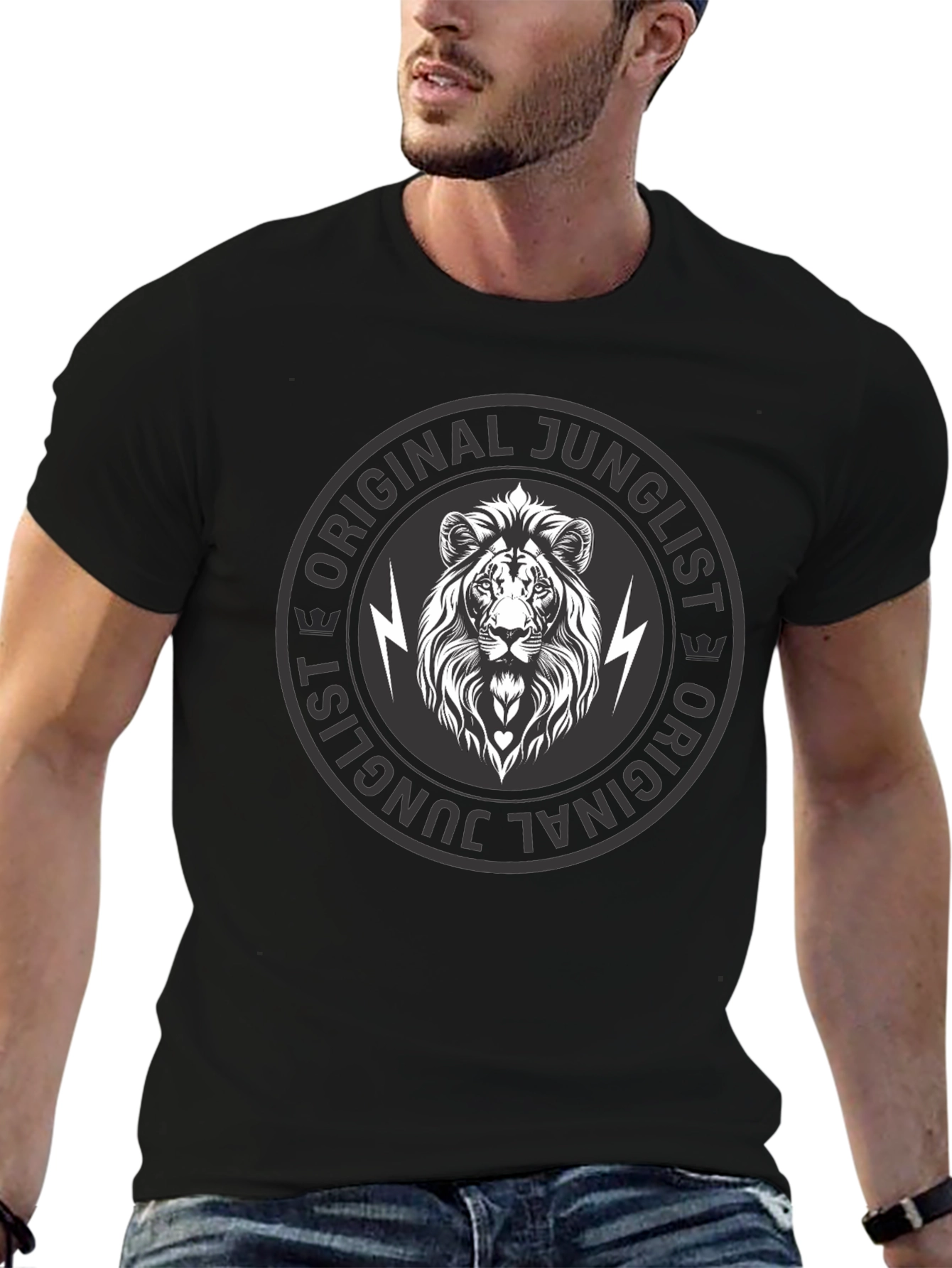 Original Junglist Lion Graphic Black T-Shirt