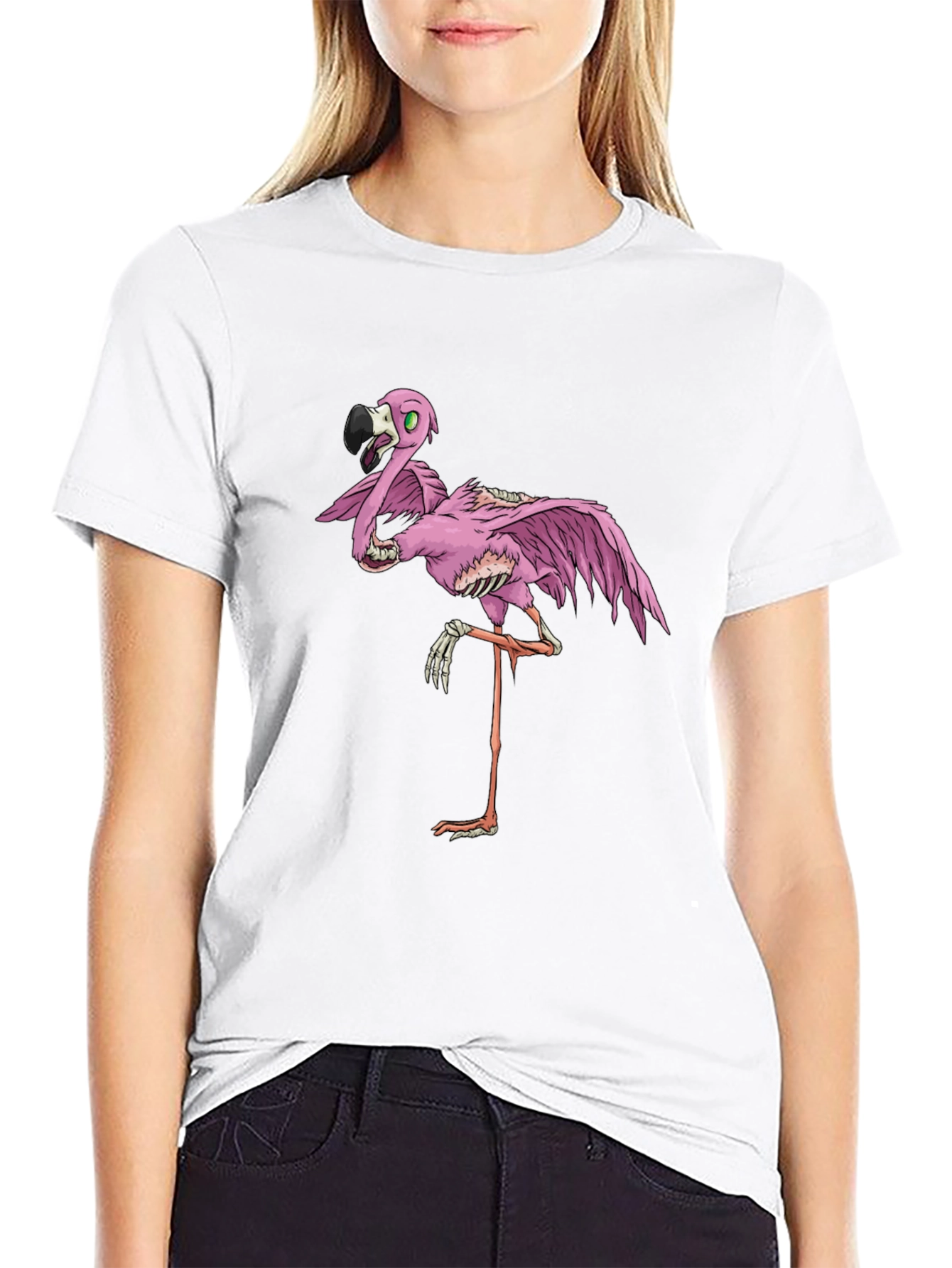 Zombie Flamingo Black Graphic T-Shirt