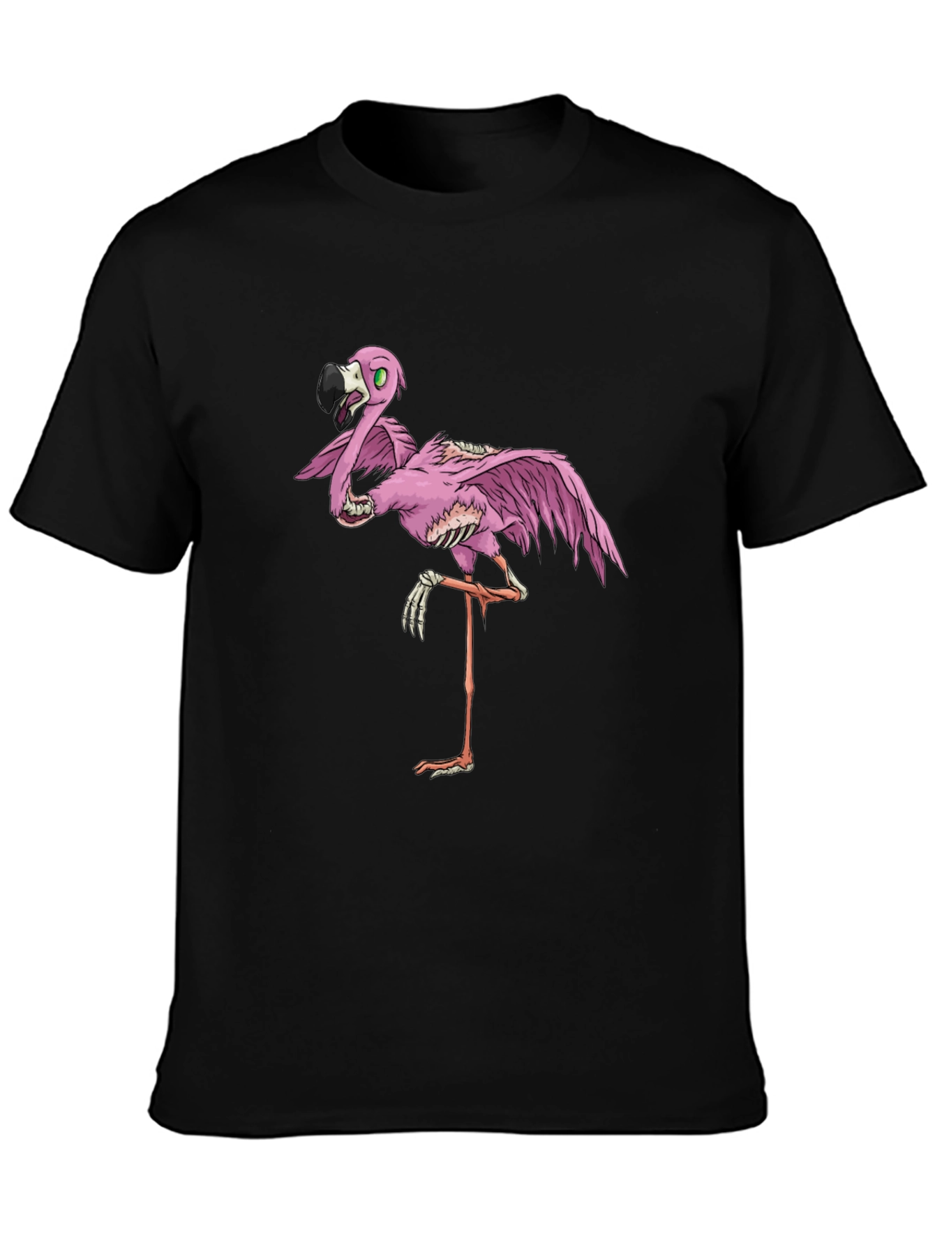 Zombie Flamingo Black Graphic T-Shirt