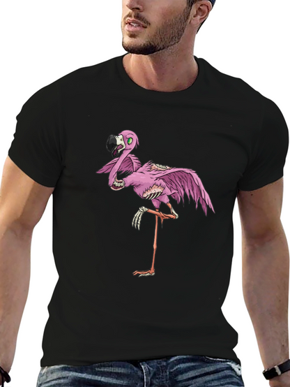 Zombie Flamingo Black Graphic T-Shirt